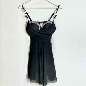 Ambrielle Sheer Black L Nightie Set Thong Floral Embroidered Coquette Whimsigoth